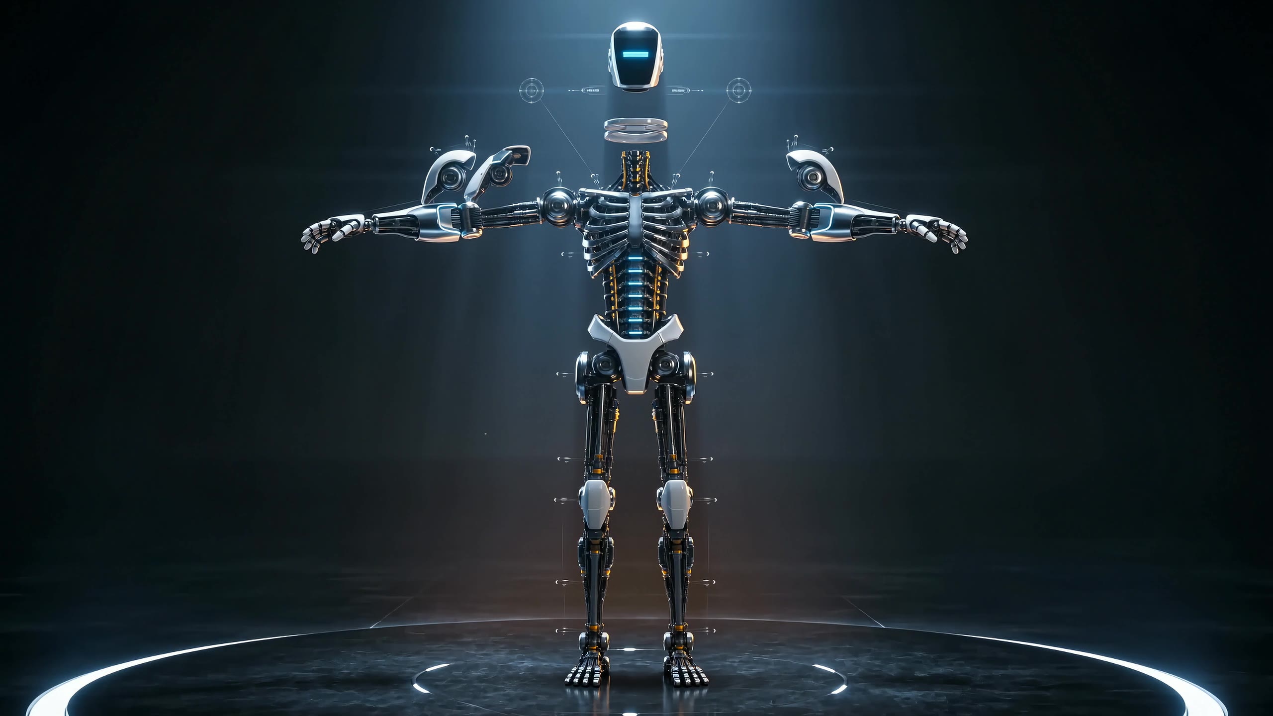 Exploded engineering view of the humanoid
